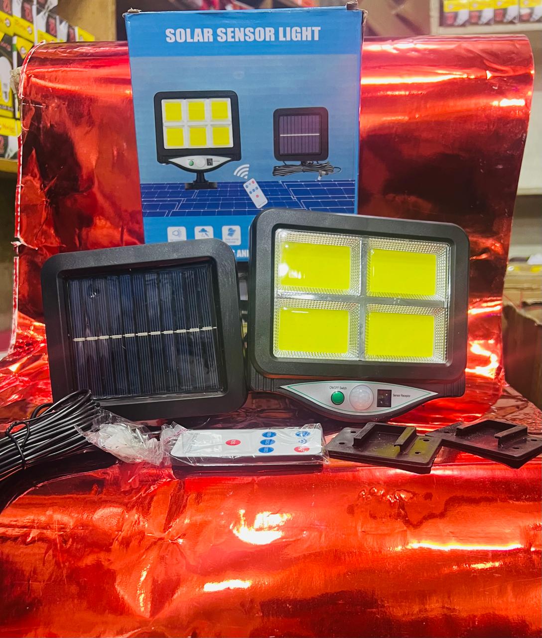Solar Street LED Sensor Light Wall Lamp Model (BK-128-4COB) with Remote Control Outdoor Solar Panel Lighting