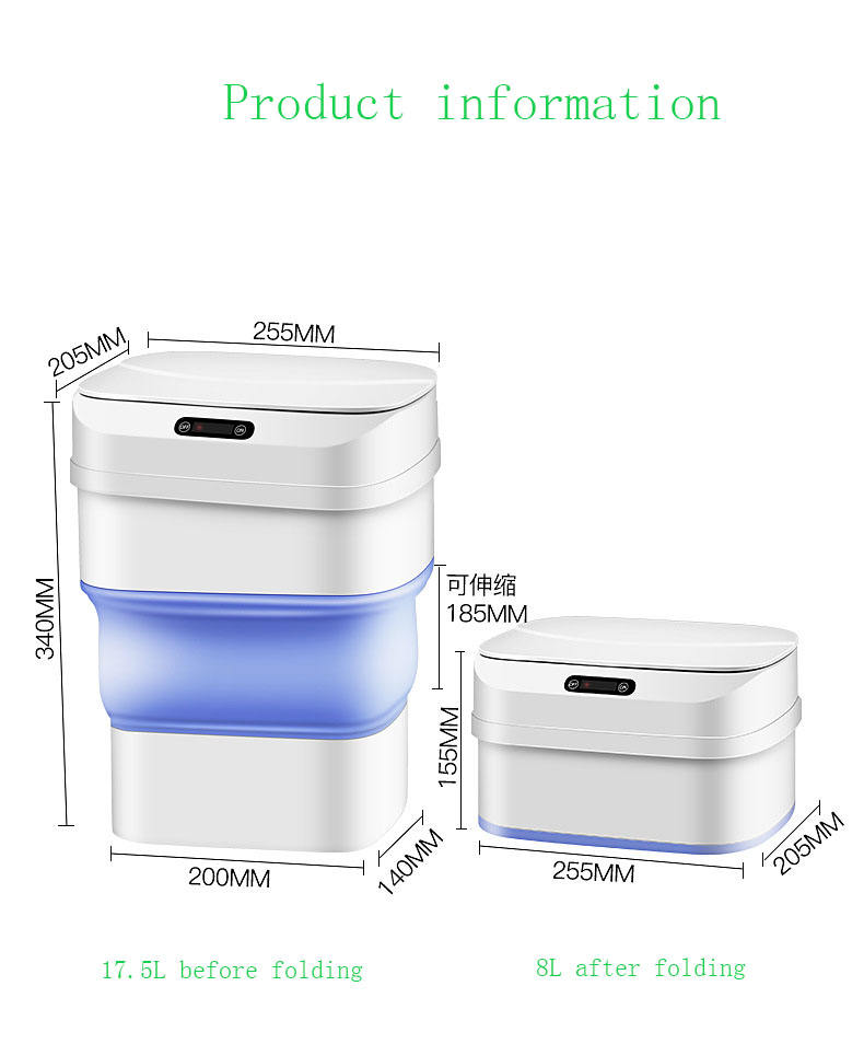 Automatic Motion Sensor Dustbin Foldable Portable Recycle Bin dual-use for For Car, Office, Bathroom, Kitchen Waste Storage
