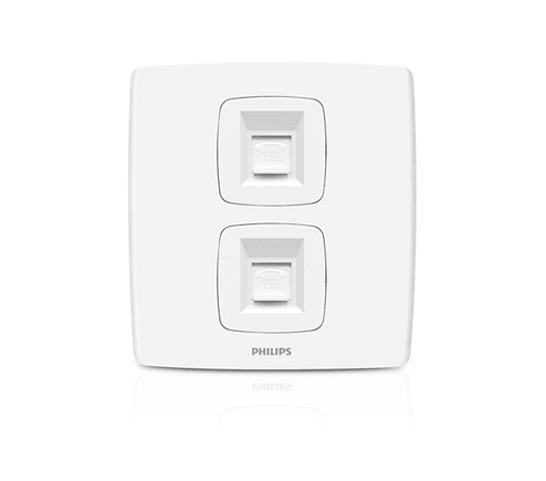 Philips LeafStyle Double Telephone Socket - eMela