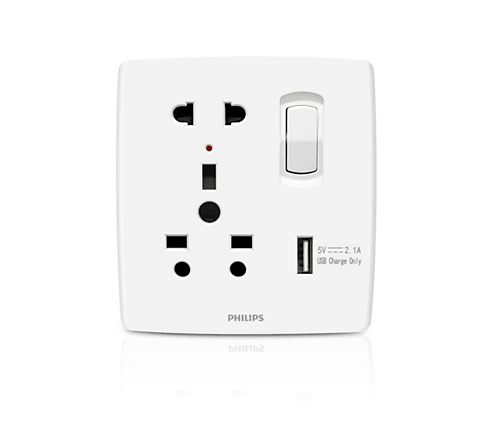 Philips LeafStyle 13A Socket +USB - eMela