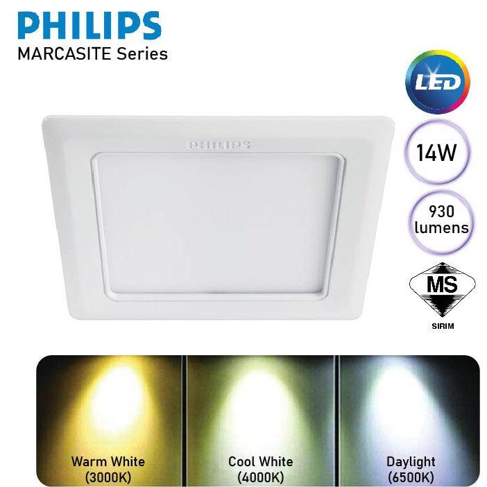 Philips Marcasite 14W LED Downlight Warm Square - eMela