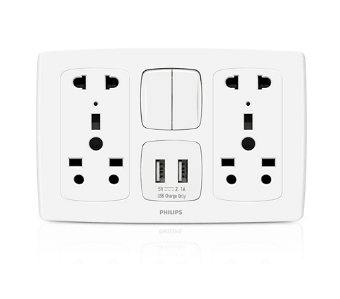 Philips LeafStyle 2 Switch + 2 Db Multi Socket + 2 Usb - eMela