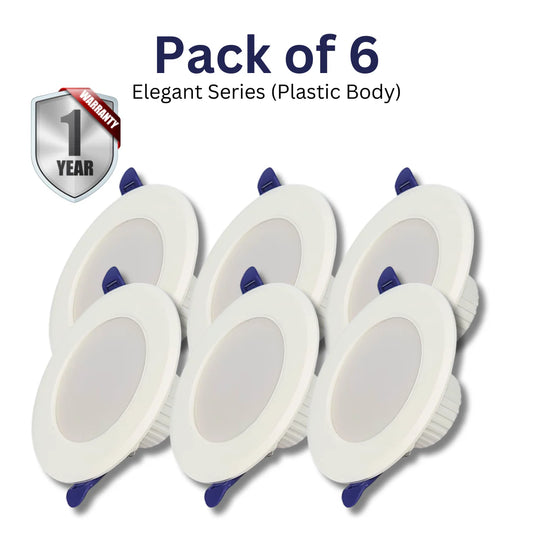 Deltalite 7W LED Downlight Elegant Series Pack of 6  (Plastic Body)