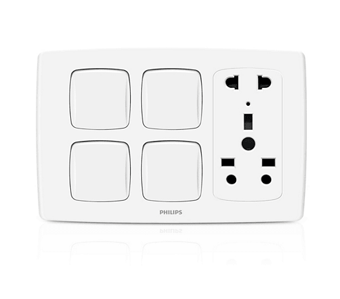 Philips LeafStyle 4 Switch + 1 Multi Socket - eMela