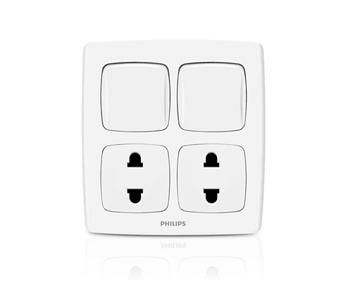 Philips Leaf Style 2 Switch + 2 Socket - eMela