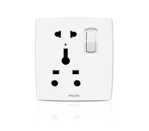 Philips LeafStyle Multi 13A Socket with Switch - eMela