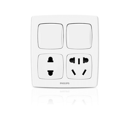 Philips Leaf Style 2 Switch + 1 Socket + 1 5P socket - eMela