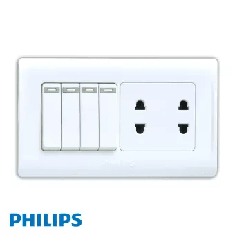 Philips Eco 4 Single Pole Switch & 2 Double Pole Socket - eMela