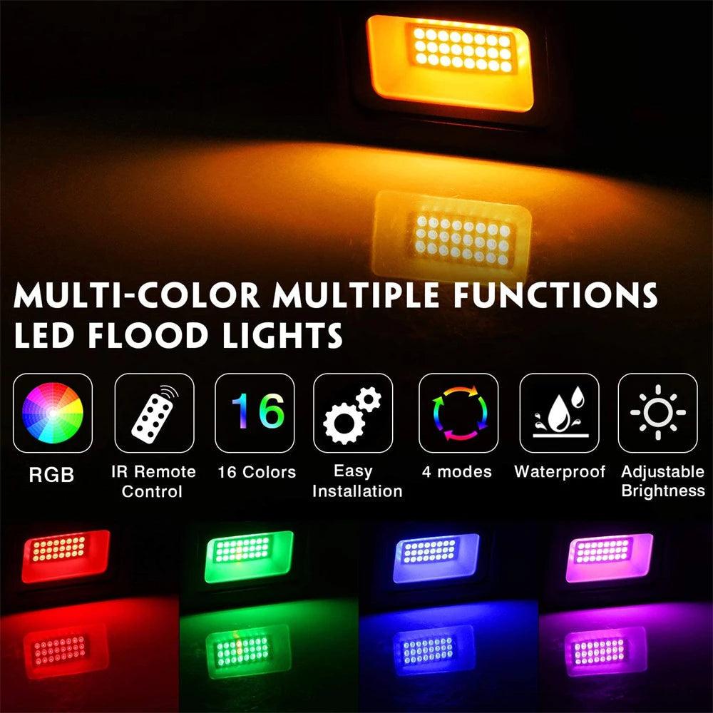 100W LED RGB Flood Light with 16 Colors with Remote Control