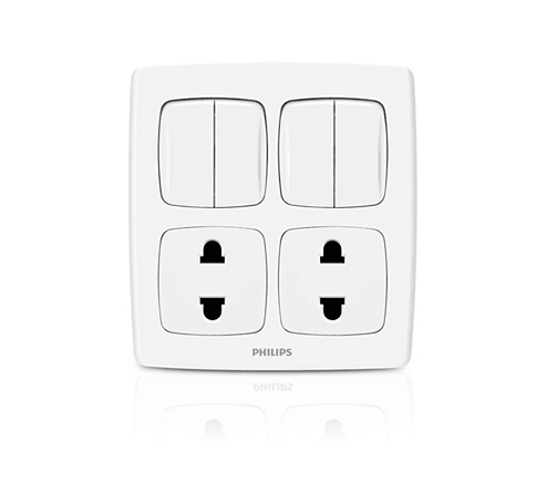 Philips LeafStyle 2 Double Switch + 2 Socket - eMela