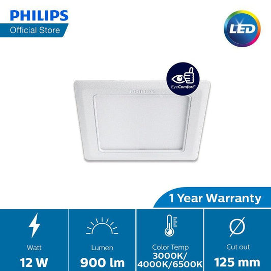 Philips Marcasite 12W LED Downlight Warm Square - eMela